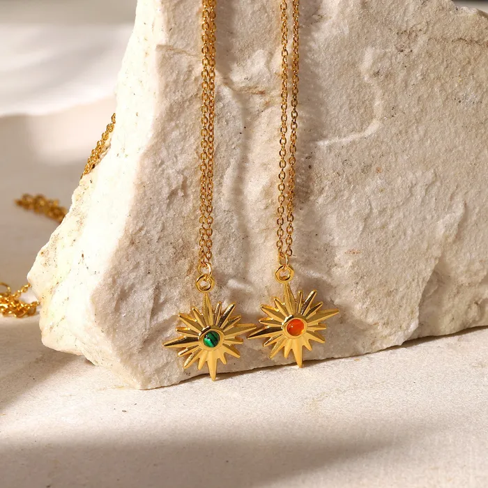Eight Pointed Star Pendant 18K Gold Plated Necklace Refined by AnnaKaci Necklaces Eight Pointed Star Pendant 18K Gold Plated Necklace Refined by AnnaKaci Necklaces