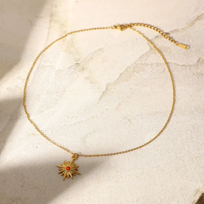 Eight Pointed Star Pendant 18K Gold Plated Necklace Refined by AnnaKaci Necklaces Eight Pointed Star Pendant 18K Gold Plated Necklace Refined by AnnaKaci Necklaces