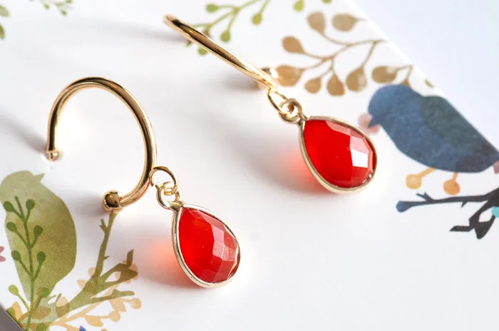 Fierce Lynx Designs Carnelian Bezel Hoop Earrings in Gold Earrings