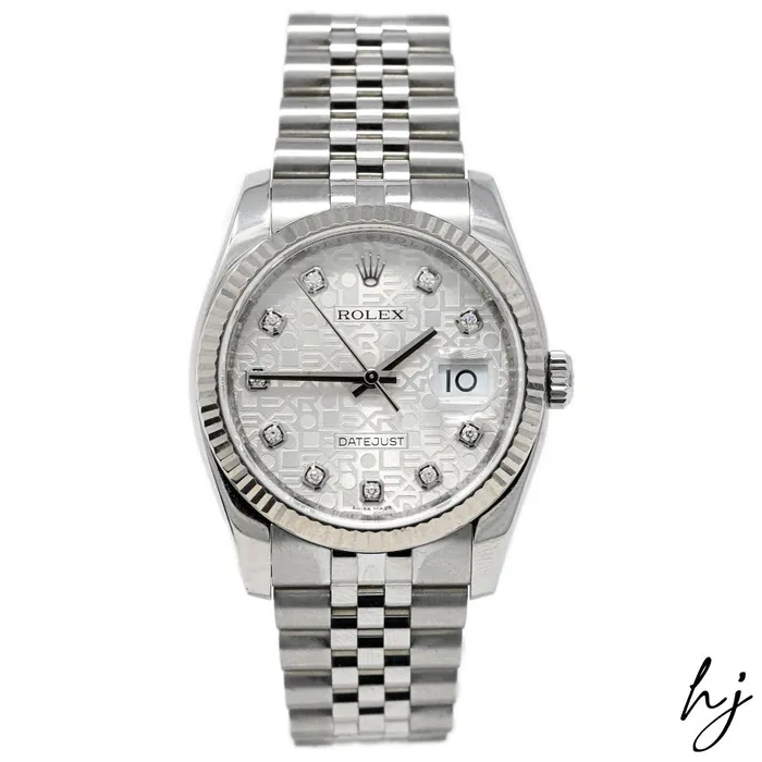 Happy Jewelers Bracelets Rolex Mens Datejust Stainless Steel 36mm Silver Jubilee Design Diamond Dot Dial Watch Reference 116234 Happy Jewelers Bracelets Rolex Mens Datejust Stainless Steel 36mm Silver Jubilee Design Diamond Dot Dial Watch Reference 116234