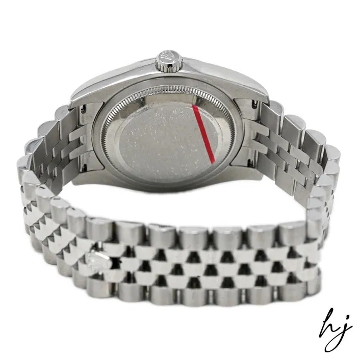 Happy Jewelers Bracelets Rolex Mens Datejust Stainless Steel 36mm Silver Jubilee Design Diamond Dot Dial Watch Reference 116234
