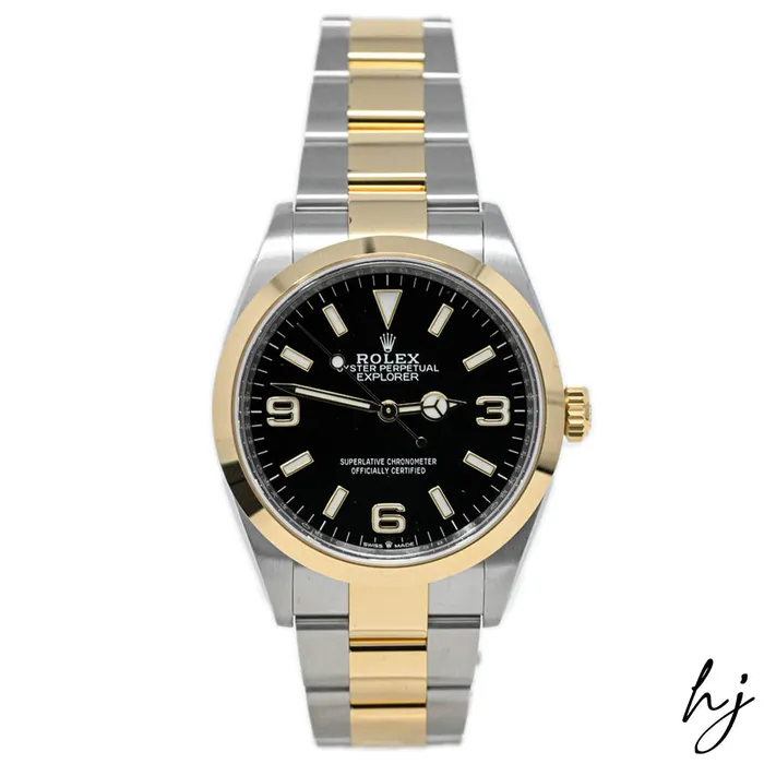 Happy Jewelers PreStyled Sets Rolex Explorer 18K Yellow Gold Steel Black Stick Arabic Numeral Dial Watch Reference 124273 Happy Jewelers PreStyled Sets Rolex Explorer 18K Yellow Gold Steel Black Stick Arabic Numeral Dial Watch Reference 124273