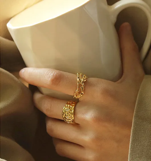 Irregular Textured Gold Open Ring Refined by AnnaKaci Rings