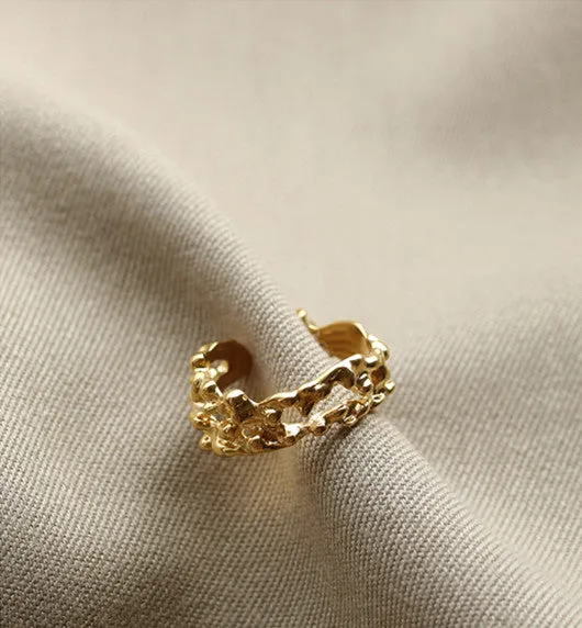 Irregular Textured Gold Open Ring Refined by AnnaKaci Rings