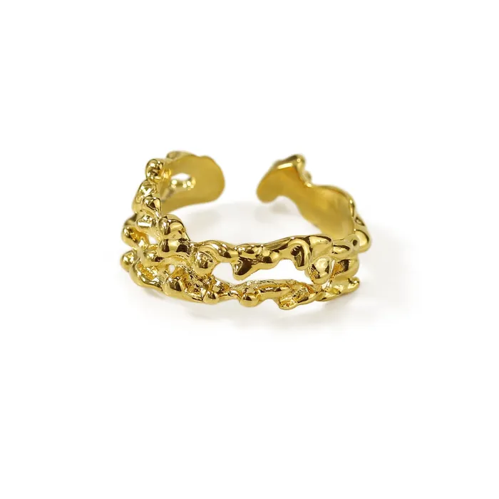 Irregular Textured Gold Open Ring Refined by AnnaKaci Rings