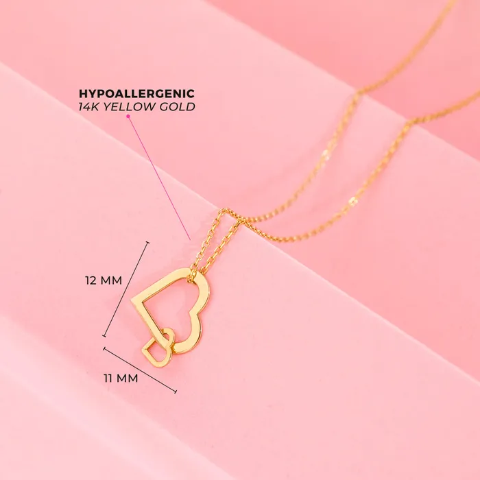 Kids Final Sale Necklaces 14k Gold Classic Heart Outline Kids Childrens Girls PendantNecklace