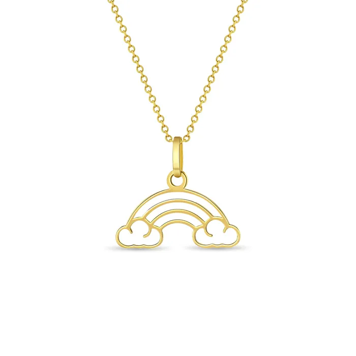Kids Final Sale Necklaces 14k Gold Whimsical Rainbow Outline Kids Childrens Girls PendantNecklace Kids Final Sale Necklaces 14k Gold Whimsical Rainbow Outline Kids Childrens Girls PendantNecklace