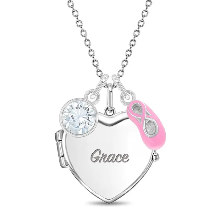 Kids Locket Necklaces Necklaces Beautiful Dancer Kids Childrens Girls Heart PendantNecklace With Charms Sterling Silver
