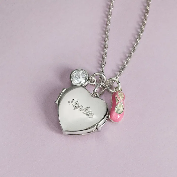 Kids Locket Necklaces Necklaces Beautiful Dancer Kids Childrens Girls Heart PendantNecklace With Charms Sterling Silver