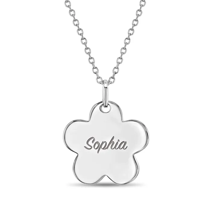 Kids Necklaces Pendants Classic Flower Silhouette 17mm Kids Childrens Girls PendantNecklace Personalized Engravable Sterling Silver Necklaces Kids Necklaces Pendants Classic Flower Silhouette 17mm Kids Childrens Girls PendantNecklace Personalized Engravable Sterling Silver Necklaces