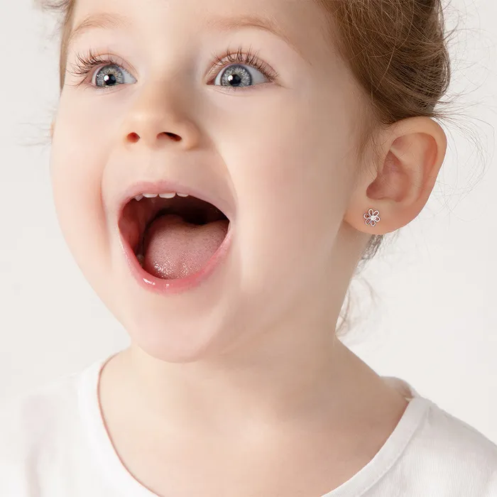 Kids Screw Back Earrings Spring Cubic Zirconia Flower Baby Toddler Kids Earrings Screw Back Sterling Silver Earrings