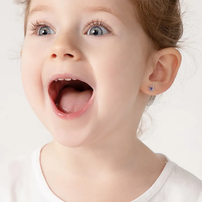 Kids Screw Back Earrings Spring Cubic Zirconia Flower Baby Toddler Kids Earrings Screw Back Sterling Silver Earrings