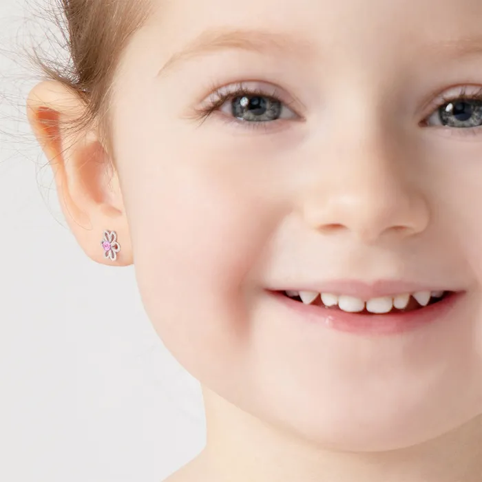 Kids Screw Back Earrings Spring Cubic Zirconia Flower Baby Toddler Kids Earrings Screw Back Sterling Silver Earrings