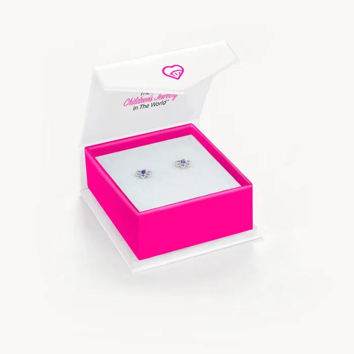Kids Screw Back Earrings Spring Cubic Zirconia Flower Baby Toddler Kids Earrings Screw Back Sterling Silver Earrings