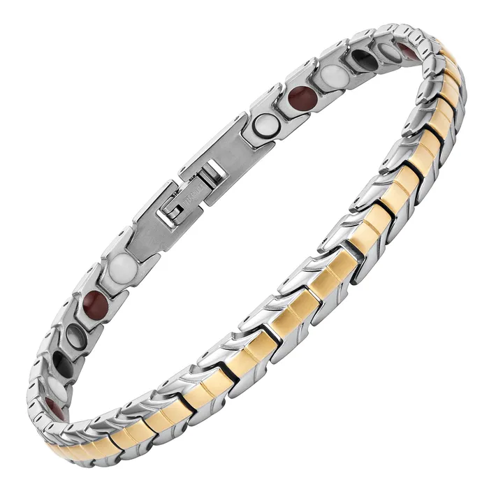 Ladies Gold Tone Titanium Magnetic Therapy Anklet Willis Judd Rings