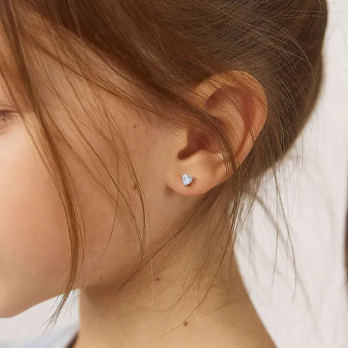 Mother of Pearl Heart Kids Children Girls Earrings Sterling Silver Kids Stud Earrings Earrings