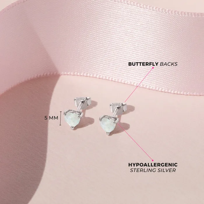 Mother of Pearl Heart Kids Children Girls Earrings Sterling Silver Kids Stud Earrings Earrings