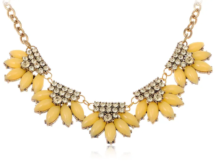 Necklaces Alilang And Sunshine Yellow Beads Floral Collar Necklace