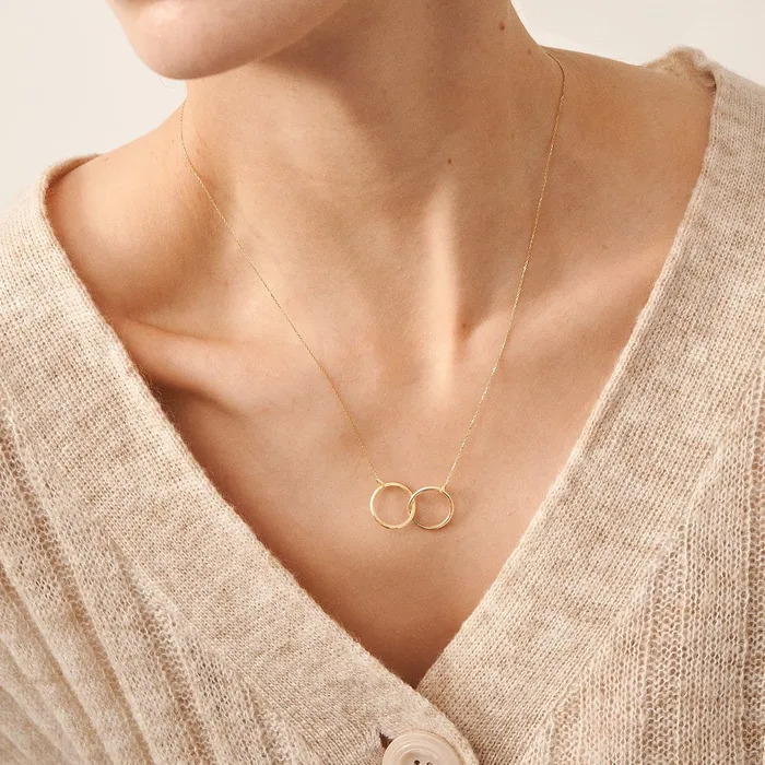 Necklaces Gelin Diamond Two Intertwined Circles Pendant Necklace