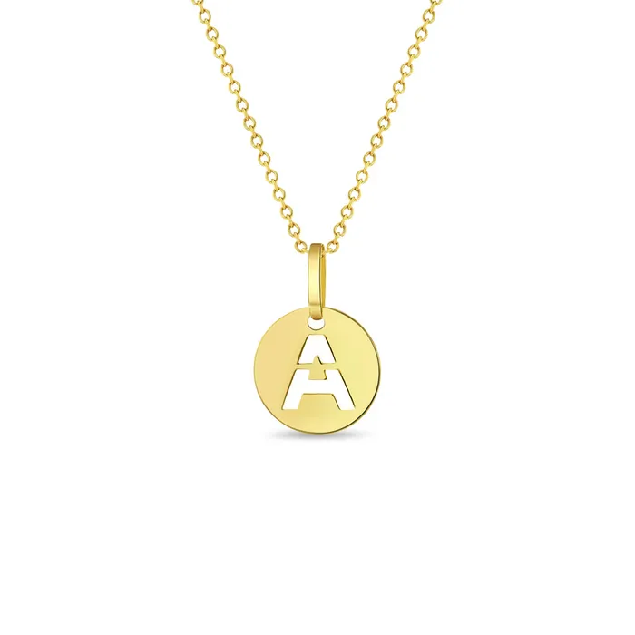 Necklaces Kids Necklaces Pendants 14k Gold Round Initial Cut Out Letter Kids Teen PendantNecklace Necklaces Kids Necklaces Pendants 14k Gold Round Initial Cut Out Letter Kids Teen PendantNecklace