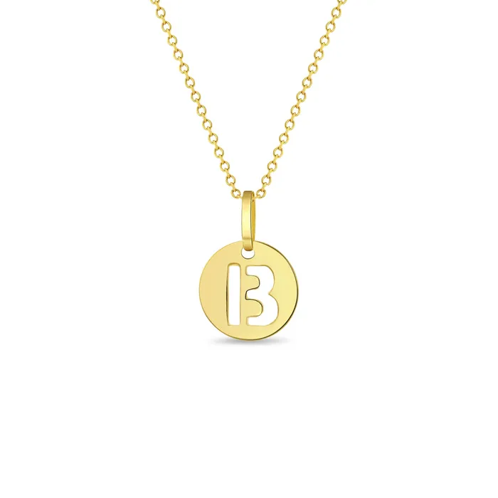 Necklaces Kids Necklaces Pendants 14k Gold Round Initial Cut Out Letter Kids Teen PendantNecklace