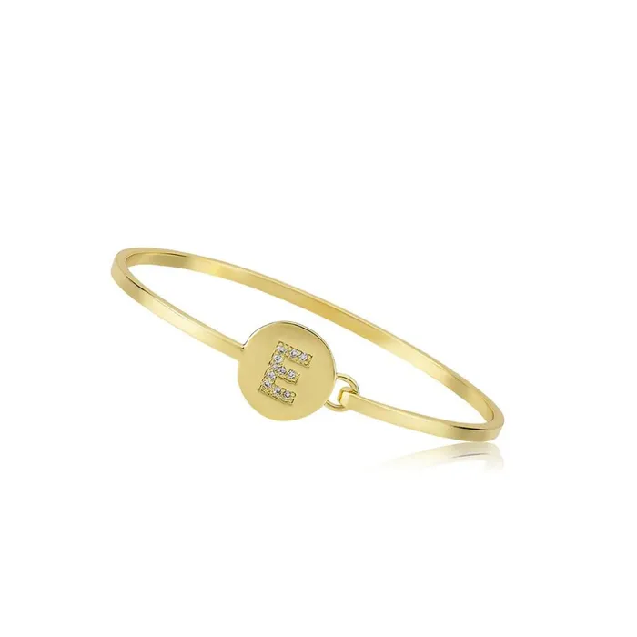 Necklaces Twin Stars Twin Stars Gold Plated Initial Disc Bangle BN0785BGP Necklaces Twin Stars Twin Stars Gold Plated Initial Disc Bangle BN0785BGP
