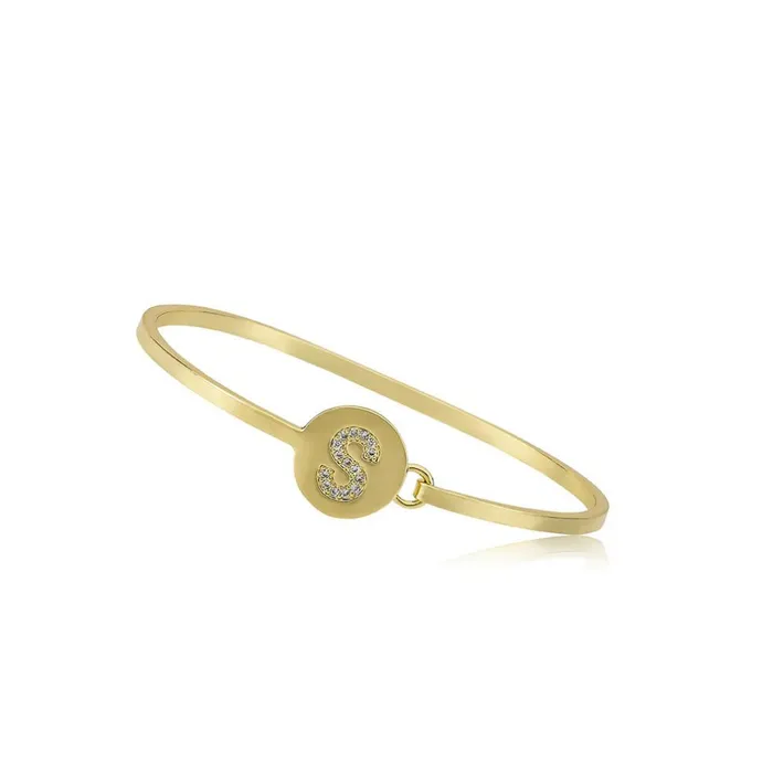 Necklaces Twin Stars Twin Stars Gold Plated Initial Disc Bangle BN0785BGP Necklaces Twin Stars Twin Stars Gold Plated Initial Disc Bangle BN0785BGP