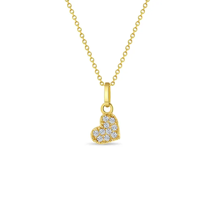 Necklaces Womens Necklaces 14k Gold Pave Heart Womens PendantNecklace