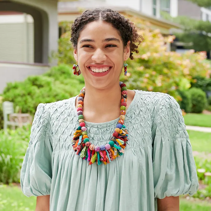 Necklaces WorldFinds Kantha Crested Fringe Necklace