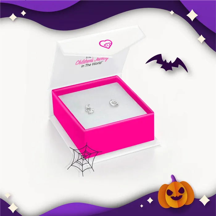 PPLRHIDDENPRODUCT Earrings Spooky Pals Kids Childrens Girls Earrings Screw Back Sterling Silver