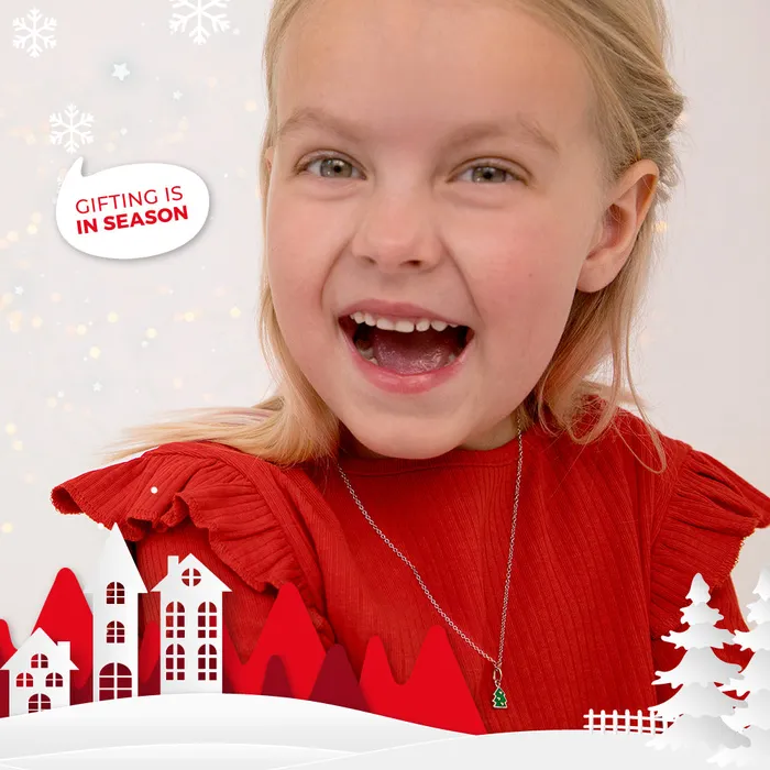 PPLRHIDDENPRODUCT Necklaces Festive Christmas Tree Kids Childrens Girls PendantNecklace Enamel Sterling Silver