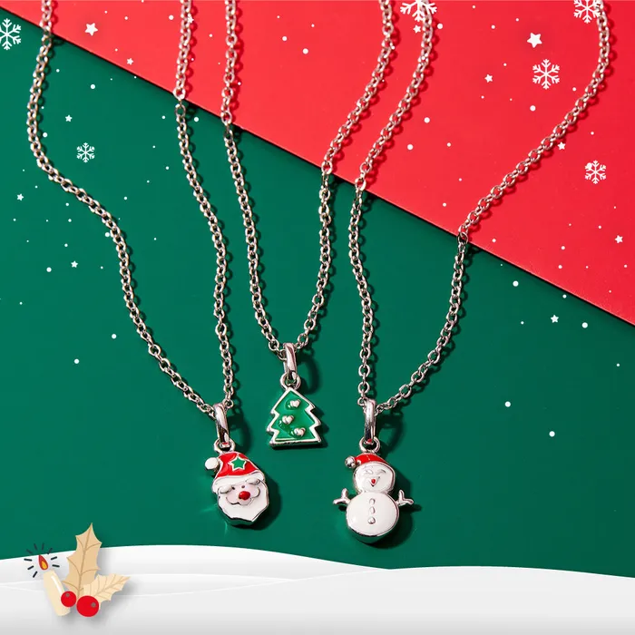 PPLRHIDDENPRODUCT Necklaces Festive Christmas Tree Kids Childrens Girls PendantNecklace Enamel Sterling Silver