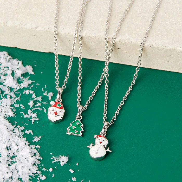 PPLRHIDDENPRODUCT Necklaces Festive Christmas Tree Kids Childrens Girls PendantNecklace Enamel Sterling Silver