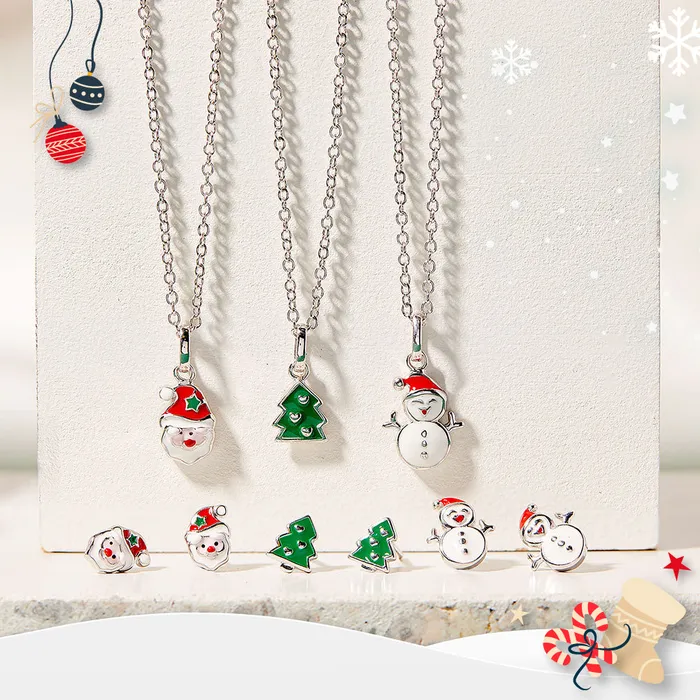 PPLRHIDDENPRODUCT Necklaces Festive Christmas Tree Kids Childrens Girls PendantNecklace Enamel Sterling Silver
