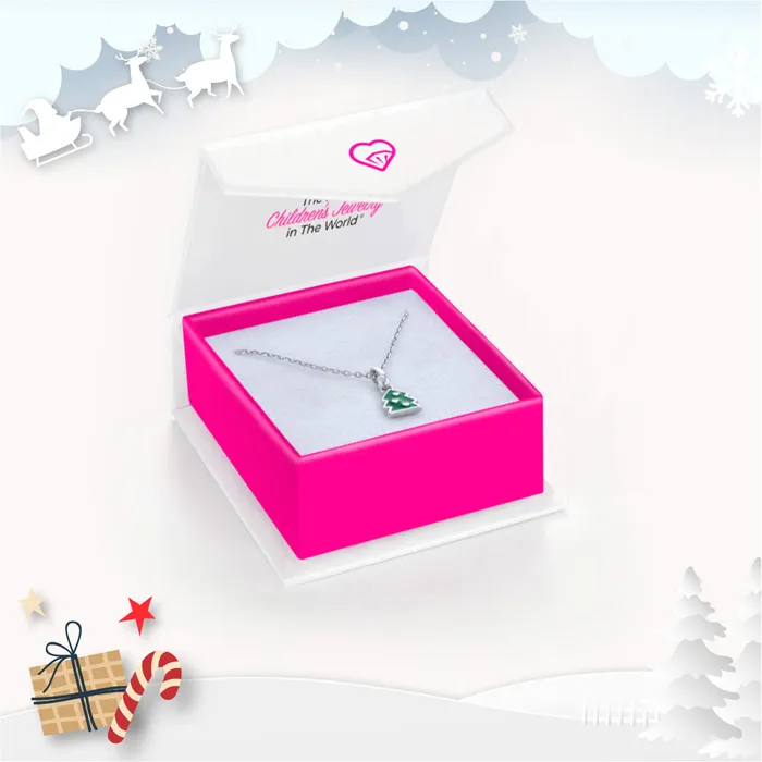 PPLRHIDDENPRODUCT Necklaces Festive Christmas Tree Kids Childrens Girls PendantNecklace Enamel Sterling Silver