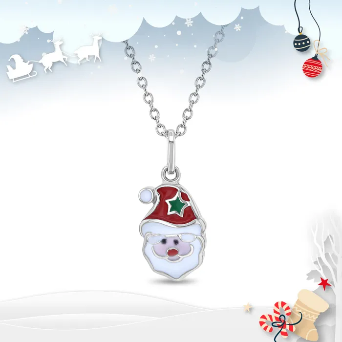 PPLRHIDDENPRODUCT Necklaces Jolly Christmas Santa Kids Childrens Girls PendantNecklace Enamel Sterling Silver PPLRHIDDENPRODUCT Necklaces Jolly Christmas Santa Kids Childrens Girls PendantNecklace Enamel Sterling Silver