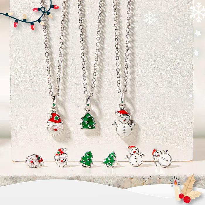 PPLRHIDDENPRODUCT Necklaces Jolly Christmas Santa Kids Childrens Girls PendantNecklace Enamel Sterling Silver