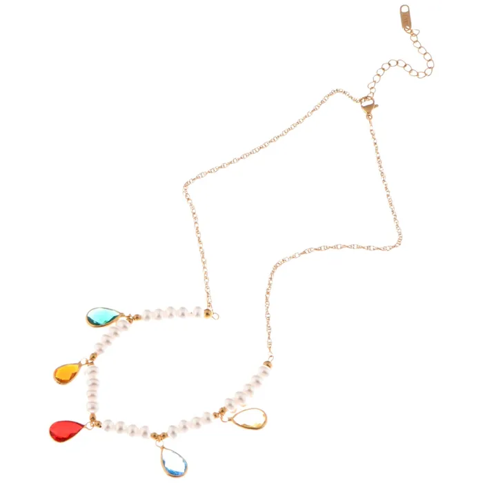 Refined by AnnaKaci Necklaces Pearl Beaded Necklace with Colorful Teardrop Crystal Charms Refined by AnnaKaci Necklaces Pearl Beaded Necklace with Colorful Teardrop Crystal Charms