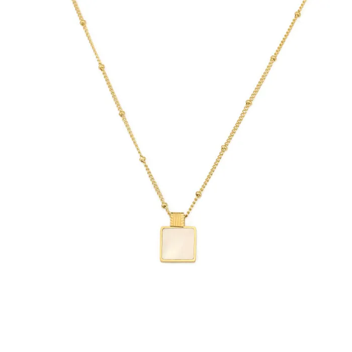 Refined by AnnaKaci Square White Natural Shell Gold Necklace Necklaces Refined by AnnaKaci Square White Natural Shell Gold Necklace Necklaces