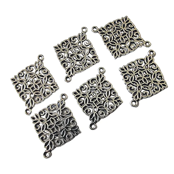 Rings ABD Exclusives AB1053 Antique Silver Filigree Diamond Jewelry Connector 22x28 Pkg 6
