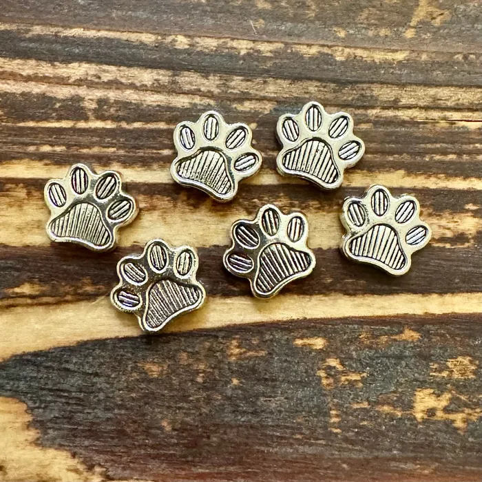 Rings BCB307 Antique Silver Paw Beads 14x12mm Pkg 5 Premium Pewter