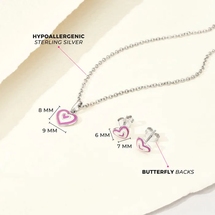 Rings Lovestruck Heart Kids Childrens Girls Jewelry Set Sterling Silver Kids Jewelry Sets