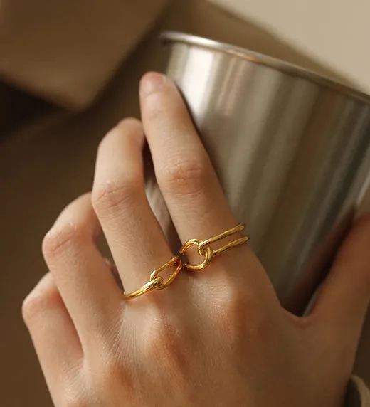 Rings Refined by AnnaKaci Line Knotted Gold Open Ring