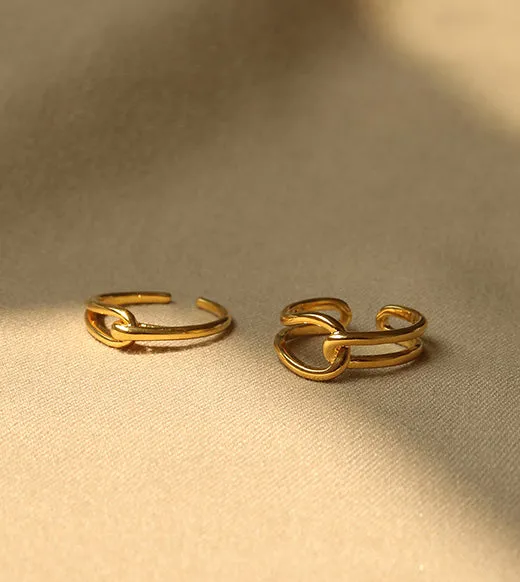 Rings Refined by AnnaKaci Line Knotted Gold Open Ring