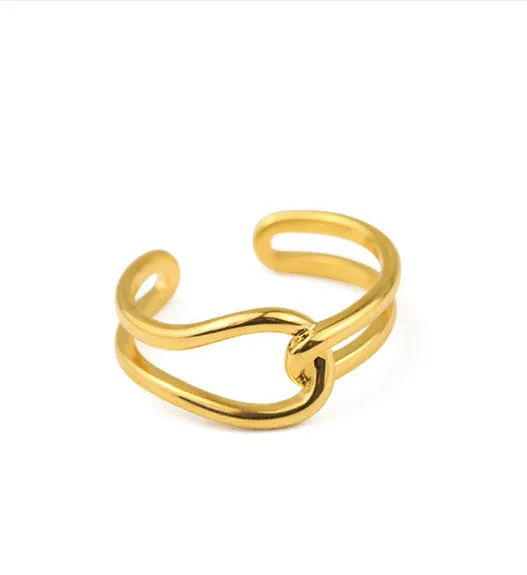 Rings Refined by AnnaKaci Line Knotted Gold Open Ring