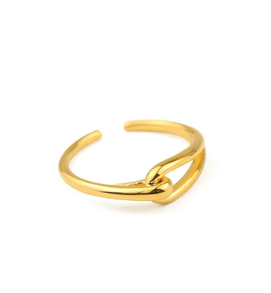 Rings Refined by AnnaKaci Line Knotted Gold Open Ring