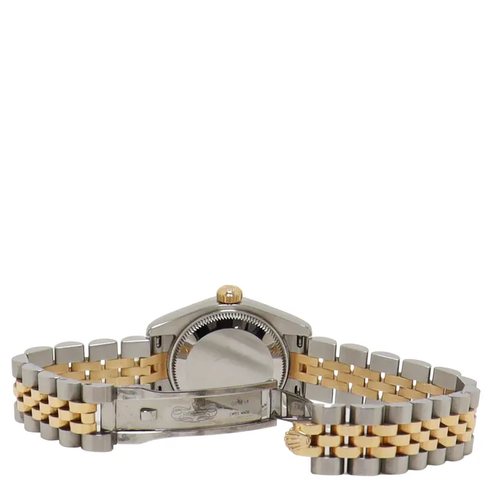 Rolex Datejust Two Tone Yellow Gold Steel 26mm White Factory Diamond Dial Watch Reference 179173 Happy Jewelers Rings