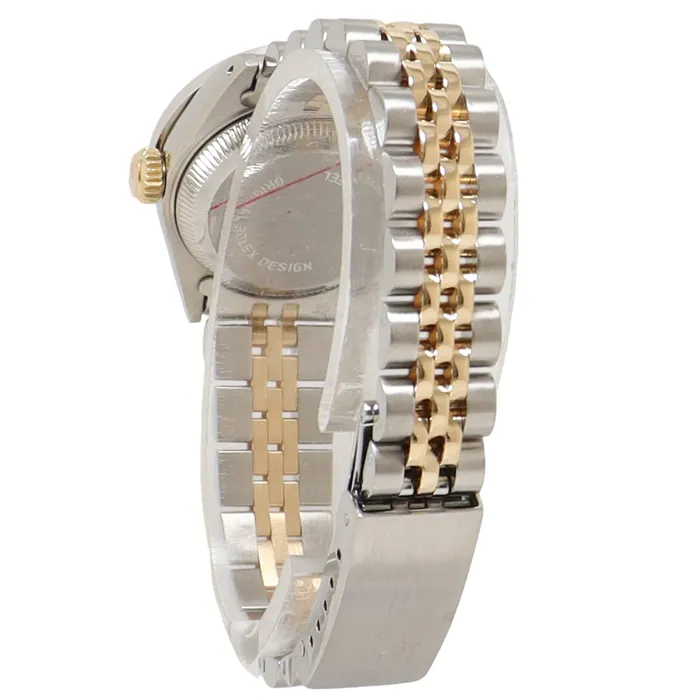 Rolex Datejust Yellow Gold Steel 26m Silver Diamond Dial Watch Reference 69173 Happy Jewelers Earrings