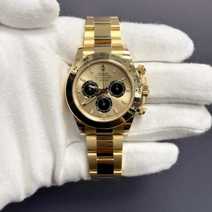 Rolex Daytona 40mm Yellow Gold Champagne Dial Ref 126508 Happy Jewelers PreStyled Sets Rolex Daytona 40mm Yellow Gold Champagne Dial Ref 126508 Happy Jewelers PreStyled Sets