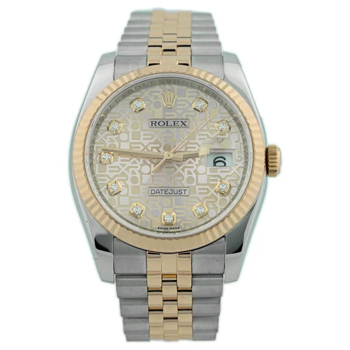 Rolex Unisex Datejust 18K Rose Gold Steel 36mm Pink Rolex Print Diamond Dial Watch Reference 116231 Happy Jewelers Earrings Rolex Unisex Datejust 18K Rose Gold Steel 36mm Pink Rolex Print Diamond Dial Watch Reference 116231 Happy Jewelers Earrings